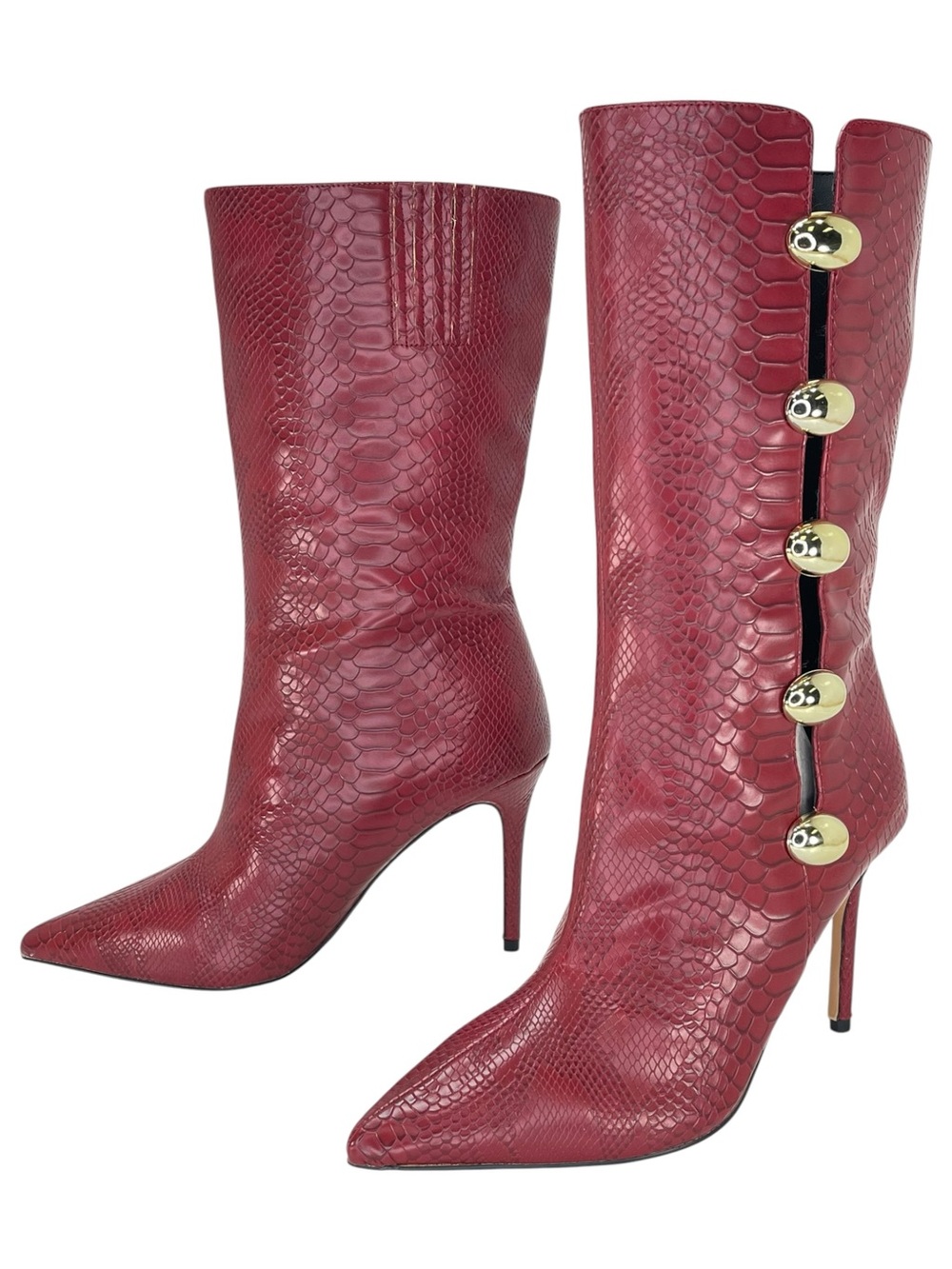 Katy Perry Revival Ornament Red Faux Leather Womens Mid-Calf Boots Size 8.5M - Picture 9 of 13